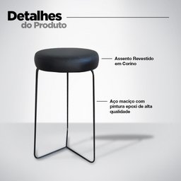Banqueta para Cozinha Média Bar Balcão Bistro Mesa Itália:preto - 3