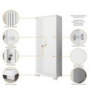 Ver imagem 4 de Kit 2 Armários Multiuso Ripado 2 Portas Cabideiro Organizador Vassoura com Chave Virtus Branco
