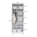 Ver mais imagens de Kit 2 Armários Multiuso Ripado 2 Portas Cabideiro Organizador Vassoura com Chave Virtus Branco