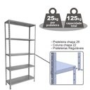 Ver imagem 4 de Estante de Aço 5 Prateleiras de Ferro 175x92cm 125kg Para Arquivo Escritório Livros Cinza