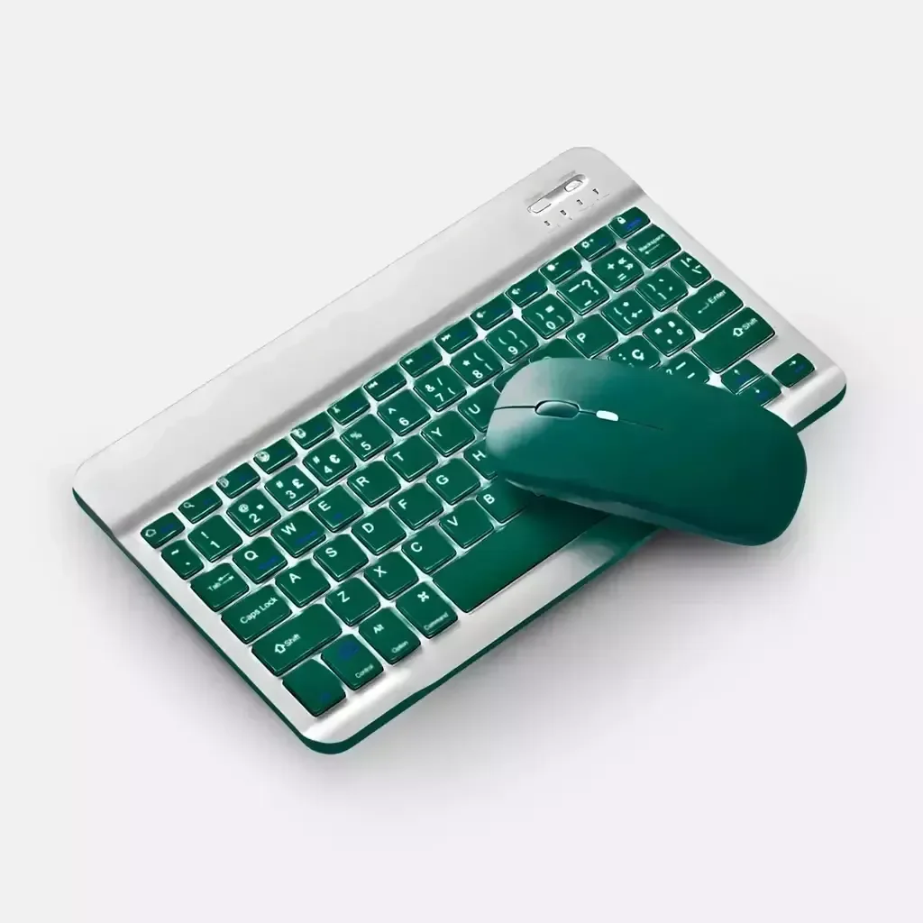 Teclado sem Fio Bluetooth Recarregável com Mouse - Verde Esc - 1