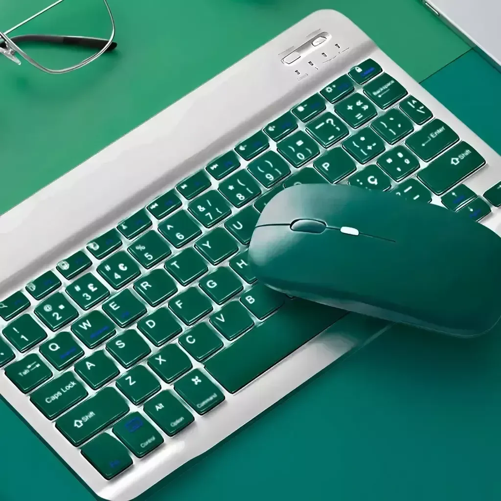 Teclado sem Fio Bluetooth Recarregável com Mouse - Verde Esc - 2