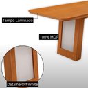 Ver imagem 2 de Mesa de Jantar Carolina com 6 Lugares Tampo MDF Canto Copo sem Vidro Grafite Off White 180cm Moderna