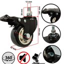 Ver imagem 3 de 2 Rodizio Giratório 3 Pol. com Parafuso e Freio Preto 70kg Cada