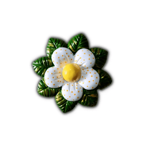 DECORAÇÃO JARDIM FLOR MARGARIDA CERÂMICA P/GRAMA OU PAREDE:BRANCO