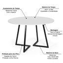 Ver imagem 3 de Mesa de Jantar 4 Lugares 90cm Redonda Industrial Rigo Branca - Straub Web