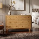 Ver imagem 2 de Cômoda Industrial Estella 6 Gavetas p/ Quarto Casal Design Moderno -  Natural/Jequitibá