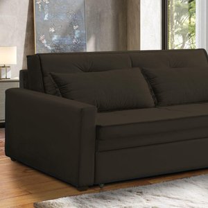 Sofá Cama Casal 2 Lugares Quarto Sala Kitnet Sleep Marrom - Larbelle