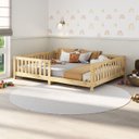 Ver imagem 1 de Cama Montessori Casal Infantil Grade Madeira Chão Natural Eva Idimex