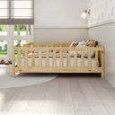 Ver imagem 5 de Cama Montessori Casal Infantil Grade Madeira Chão Natural Eva Idimex