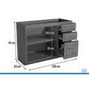 Ver imagem 3 de Balcão Cozinha Modulado p/ Pia 2PT 3GAV 120cm Liga Canela Kappesberg