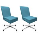 Ver imagem 1 de Kit 02 Cadeira Ana Giratória Metal Com Rodízio Suede Azul Turquesa E Corino Vermelho