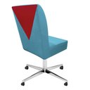 Ver imagem 2 de Kit 02 Cadeira Ana Giratória Metal Com Rodízio Suede Azul Turquesa E Corino Vermelho