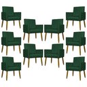 Ver imagem 1 de Kit 10 Poltronas Decorativas Mari Pé Palito Castanho - Verde Suede