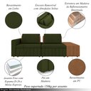 Ver imagem 3 de Sofá Ilha com Encosto e Almofadas Móveis Olimpo 285cm Modulado Linho/pu Verde/caramelo G45 - Gran Be