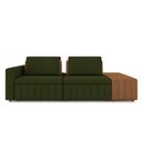Ver imagem 4 de Sofá Ilha com Encosto e Almofadas Móveis Olimpo 285cm Modulado Linho/pu Verde/caramelo G45 - Gran Be