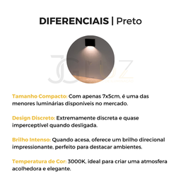 Balizador Mini Led 1,5w Sobrepor Escada Corredor Pto ou Bco - Preto - 6