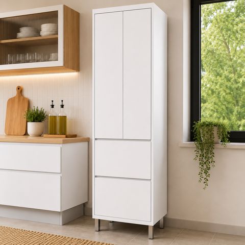 Paneleiro de Cozinha Marquesa 2 Portas 2 Gavetas 100% MDF Branco - Nesher