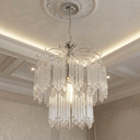 Ver imagem 1 de Lustre Pendente Cromado Pingente Vidro Moderno Bivolt Sala Quarto
