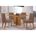 Ver imagem 1 de Conjunto: Mesa de Cozinha Berlim C/ Tampo Madeirado Canto Curvo 90x90cm e 4 Cadeiras Dafne Naturale
