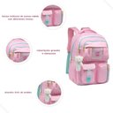 Ver imagem 3 de Kit Mochila Infantil Juvenil Escolar de Costas com Estojo:rosa