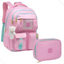 Ver imagem 1 de Kit Mochila Infantil Juvenil Escolar de Costas com Estojo:rosa