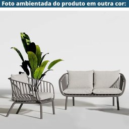 Sofá 2 Lugares Seiva Rivatti 123,5 (largura) em Polipropileno Preto Almofada Cinza Mescla - 4