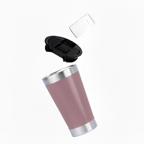 Copo Térmico Tr-051 502ml Inox com Tampa e Abridor de Garrafas:Rosa Empoeirado