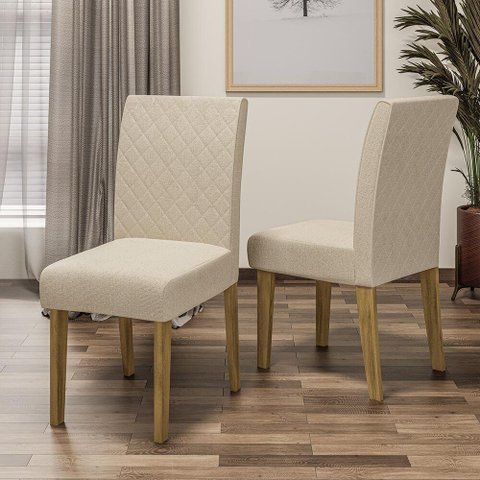 Conjunto com 2 Cadeiras de Jantar Multimóveis CR50039 Bege