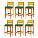 Ver imagem 1 de 6 Banquetas Madeira Copa do Mundo Brasil Estofados Hellen:Mel e Sintetico Verde
