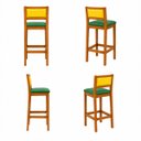Ver imagem 7 de 6 Banquetas Madeira Copa do Mundo Brasil Estofados Hellen:Mel e Sintetico Verde