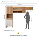 Ver imagem 3 de Cozinha Completa Modulada 3 Peças 8 Portas Detalhes Fresados Cristal Bege/Cinamomo/Off White