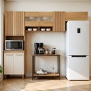 Ver imagem 1 de Cozinha Completa Modulada 3 Peças 8 Portas Detalhes Fresados Cristal Bege/Cinamomo/Off White