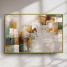 Quadro Decorativo Abstrato Dourado com Verde - 3