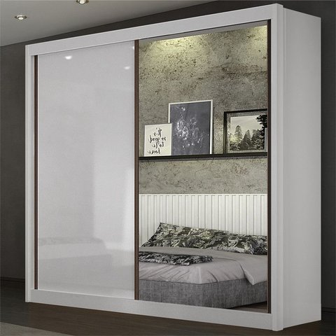 Guarda Roupa Solteiro Espelho 2 Portas Milano - Arbo Design