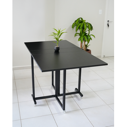 Mesa Super Prática Preta com Rodinhas 143cm - 8