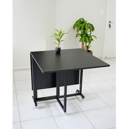 Mesa Super Prática Preta com Rodinhas 143cm - 7