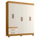 Ver imagem 1 de Guarda Roupa Casal 6 Portas 2 Gavetas 160 cm New Recife Freijo Off Acetinado Poliman