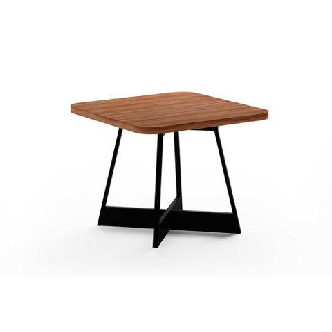 Mesa para Cozinha Átria 1593 Quadrada Aço C/tampo Madeirado 90x90cm Nogal/preto/preto - Carraro
