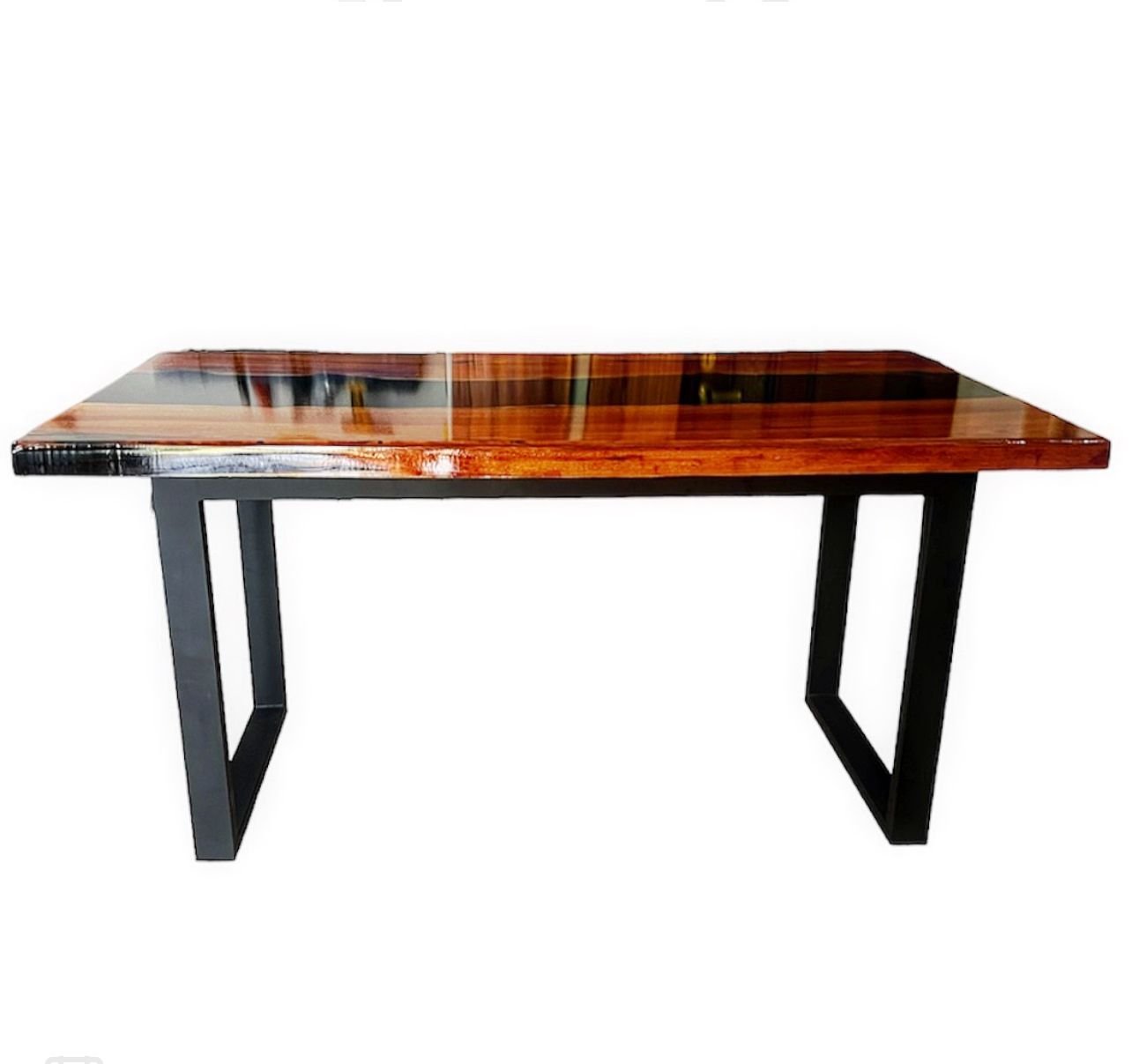 Mesa em Madeira de Lei e Resina Epóxi até 6 Lugares Tema "black Solid" Craft Wood Mesa de 6 Lugares - 3