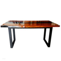 Mesa em Madeira de Lei e Resina Epóxi até 6 Lugares Tema "black Solid" Craft Wood Mesa de 6 Lugares - 3