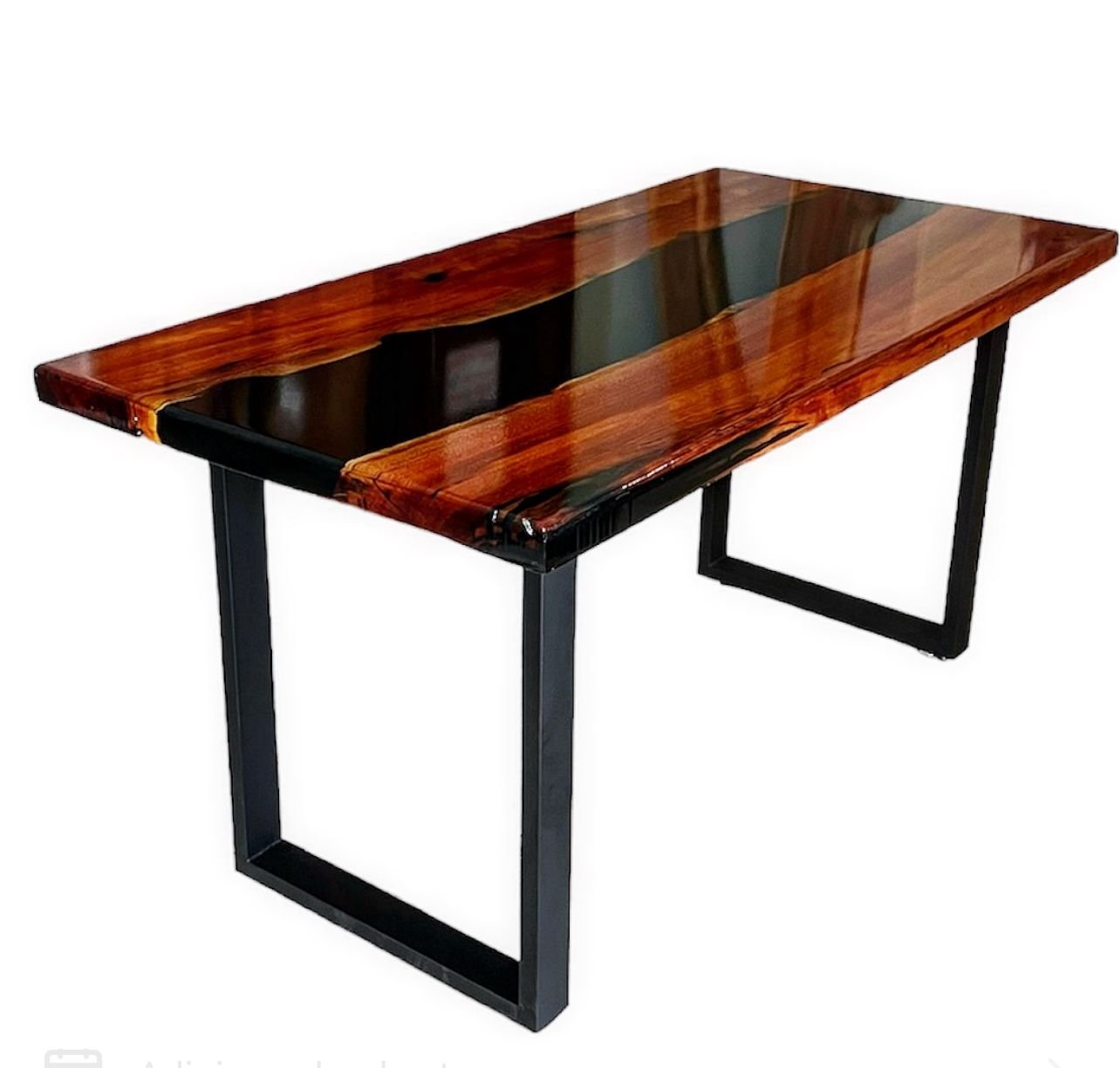 Mesa em Madeira de Lei e Resina Epóxi até 6 Lugares Tema "black Solid" Craft Wood Mesa de 6 Lugares - 8