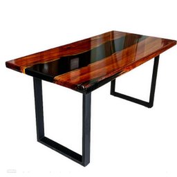 Mesa em Madeira de Lei e Resina Epóxi até 6 Lugares Tema "black Solid" Craft Wood Mesa de 6 Lugares - 8