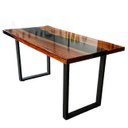 Ver imagem 5 de Mesa em Madeira de Lei e Resina Epóxi até 6 Lugares Tema "black Solid" Craft Wood Mesa de 6 Lugares