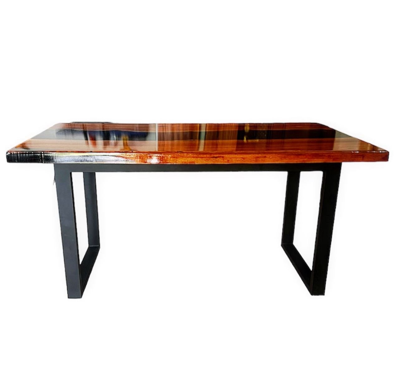 Mesa em Madeira de Lei e Resina Epóxi até 6 Lugares Tema "black Solid" Craft Wood Mesa de 6 Lugares - 2