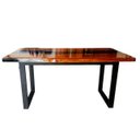 Ver imagem 2 de Mesa em Madeira de Lei e Resina Epóxi até 6 Lugares Tema "black Solid" Craft Wood Mesa de 6 Lugares