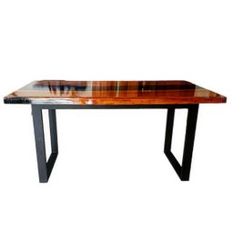 Mesa em Madeira de Lei e Resina Epóxi até 6 Lugares Tema "black Solid" Craft Wood Mesa de 6 Lugares - 2
