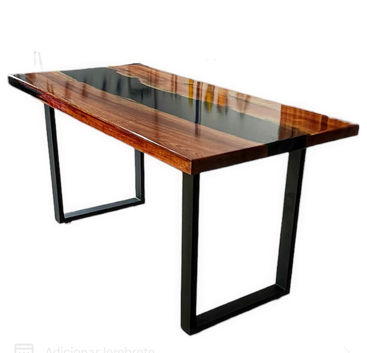 Mesa em Madeira de Lei e Resina Epóxi até 6 Lugares Tema "black Solid" Craft Wood Mesa de 6 Lugares - 6