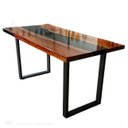 Ver imagem 6 de Mesa em Madeira de Lei e Resina Epóxi até 6 Lugares Tema "black Solid" Craft Wood Mesa de 6 Lugares