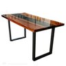 Mesa em Madeira de Lei e Resina Epóxi até 6 Lugares Tema "black Solid" Craft Wood Mesa de 6 Lugares - 6